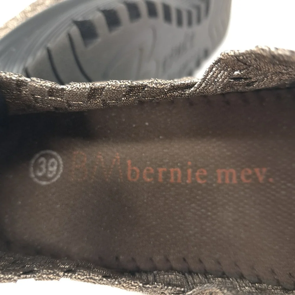 Bernie Mev Lulia Bronze Metallic Woven Elastic Mary Jane Wedge Pumps 39 US 8.5